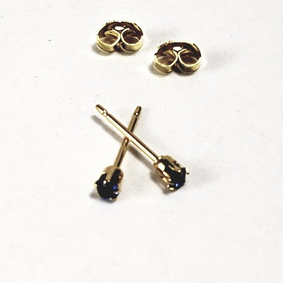 Swarovski Crystal Element - Gold Overlay Blue Stone "Tiny" Stud Earrings - Picture 8 of 11